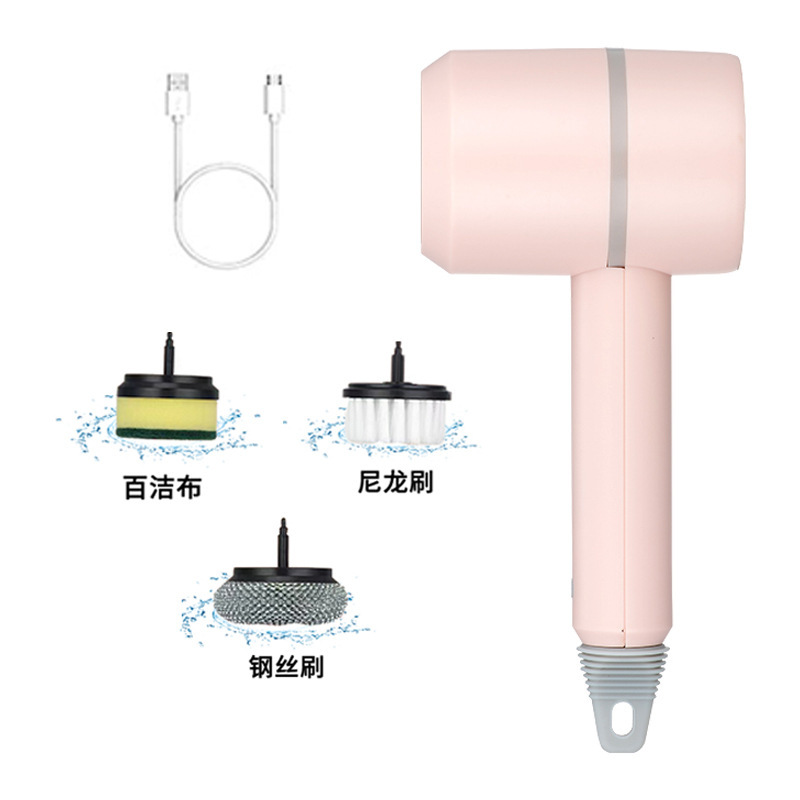 Cepillo de limpieza eléctrico transfronterizo para uso doméstico, cepillo de cocina multifuncional con cabezales de cepillo reemplazables, herramienta para lavar platos y ollas, máquina cepilladora manual.
