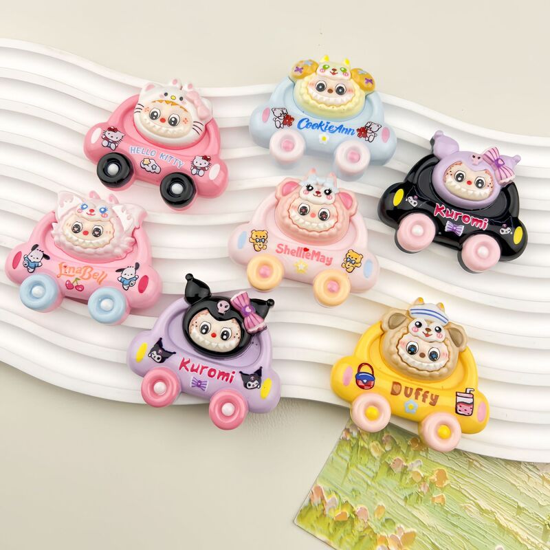 Cartoon Big Truck Doll Resin Accessories DIY Handmade Hairpin Refrigerator Magnet Headband Water Cup Jewelry Pendant Batch