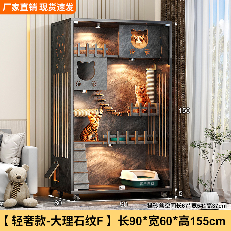 Casa villa para gatos Four Seasons Jaula para gatos universal Marco de escalada para gatos de madera de gran tamaño Nido para gatos Jaula para mascotas integrada Casa para mascotas