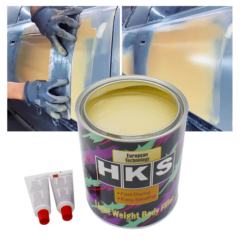 外贸钣金灰汽车腻子有固化剂修补泥车用补漆快干小补土钣金灰膏