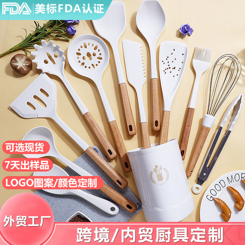 Juego de utensilios de cocina de silicona con pala de silicona de 13 piezas