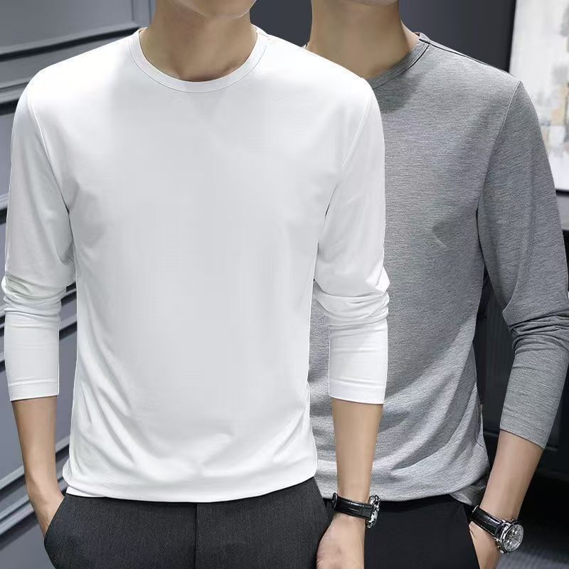 Long-Sleeved T-Shirt, Men's Autumn Clothes, Inner Wear and Outer Wear Bottoming Shirt, Summer Thin Body Shirt, Blood Intimates, Pure Black