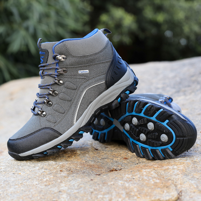 Climbing Cross-border Large Size Winter Outdoor High-top Hiking Boots Couple's Version Fleece-lined Cotton Shoes Travel Shoes for Men