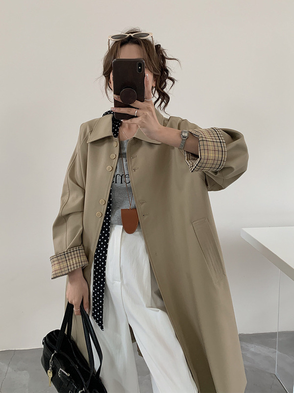 英伦风休闲宽松中长款风衣外套女2025秋季新款小个子高级感大衣|undefined