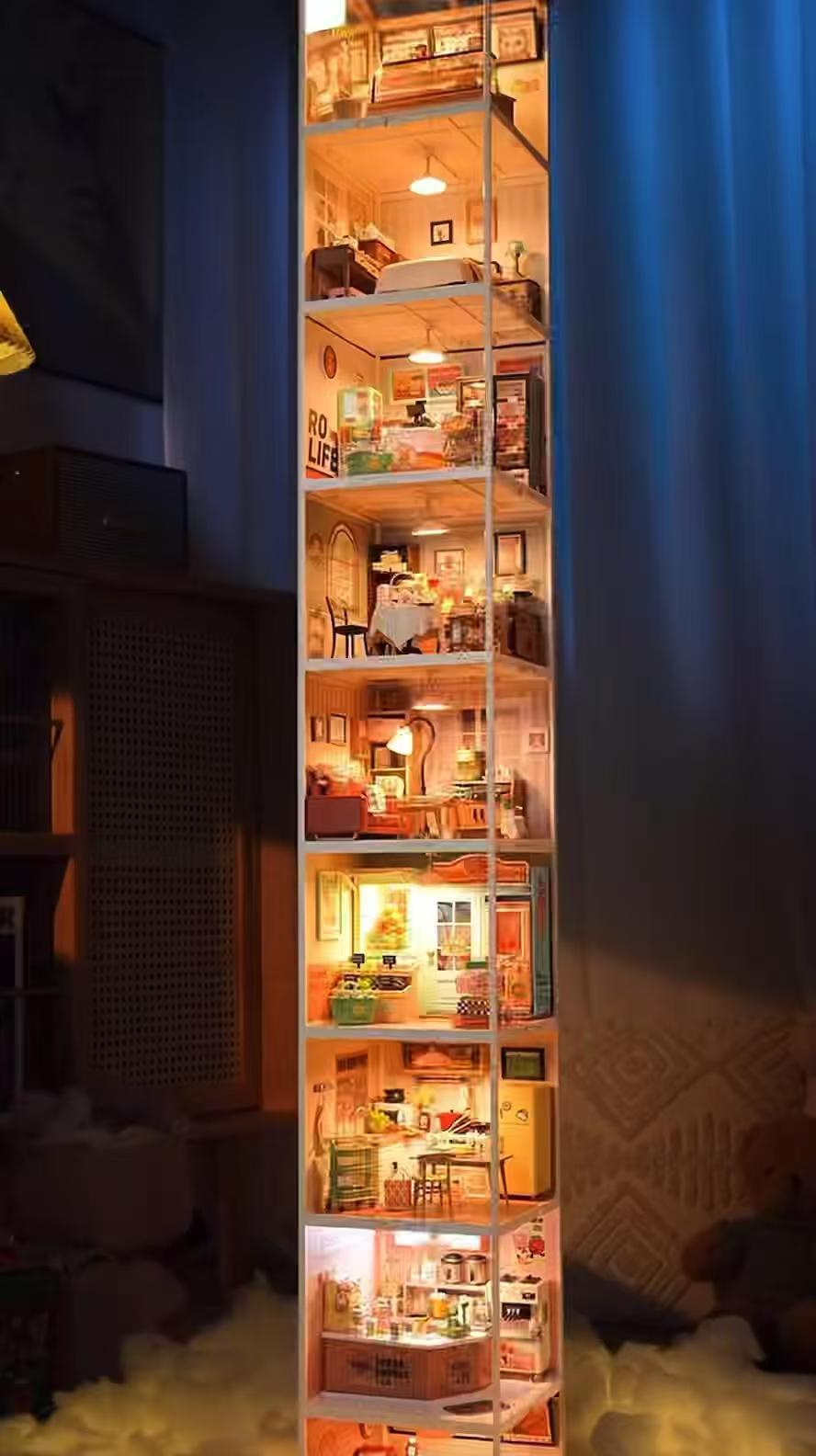 Ruolai super world store diy cottage modelo bloque de construcción de juguete tridimensional rompecabezas de los niños regalo de juguete educativo