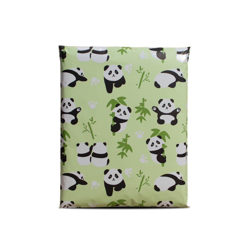 Panda bolsa de entrega impresa logística destrucción bolsa de embalaje colorida bolsa de dibujos animados impermeable gran venta caliente transfronteriza