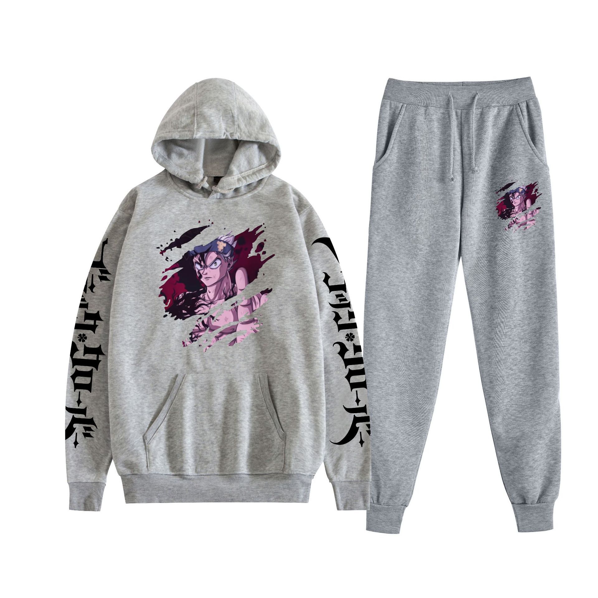 Comercio exterior nuevo estilo riman black trébol de cuatro hojas-Black Clover suéter con capucha corsés traje de dos piezas