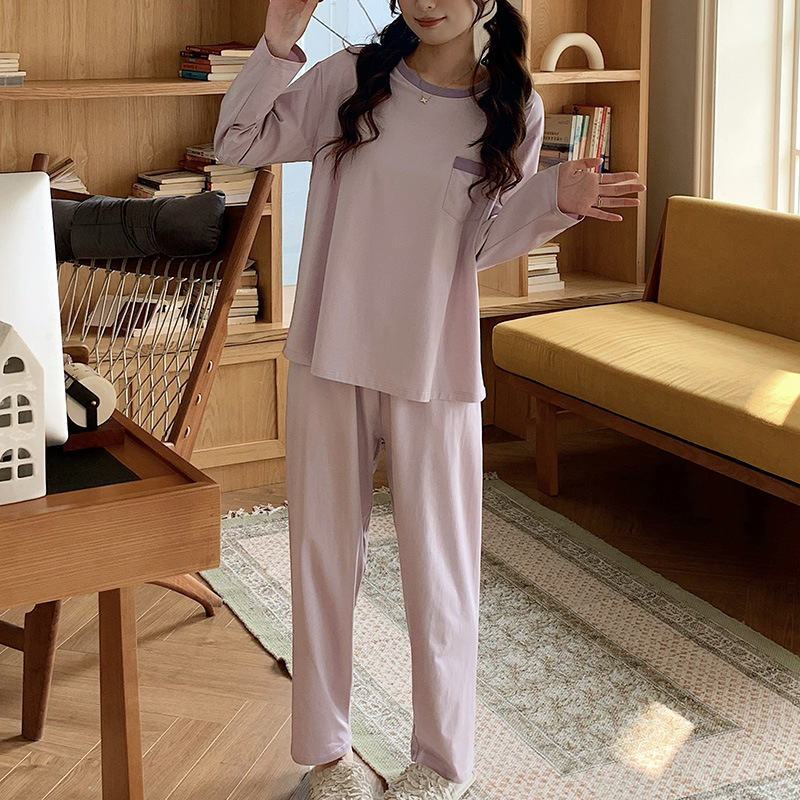 Sen Island Spring/Summer 2026 New Women's Pajamas, Cotton Color-Blocking Design, High-End Loungewear, Can Be Worn Outside, Long-Sleeve Set Sen Island Spring/Summer 2026 New Women's Pajamas, Cotton Color-Blocking Design, High-End Loungewear, Can Be Worn Outside, Long-Sleeve Set
