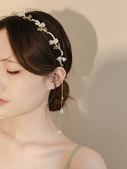 Fashionable Head Accessories Summer Women's New High-end Fringe Headband, Simple and Personalized Pearl Bellflower Hair Pin