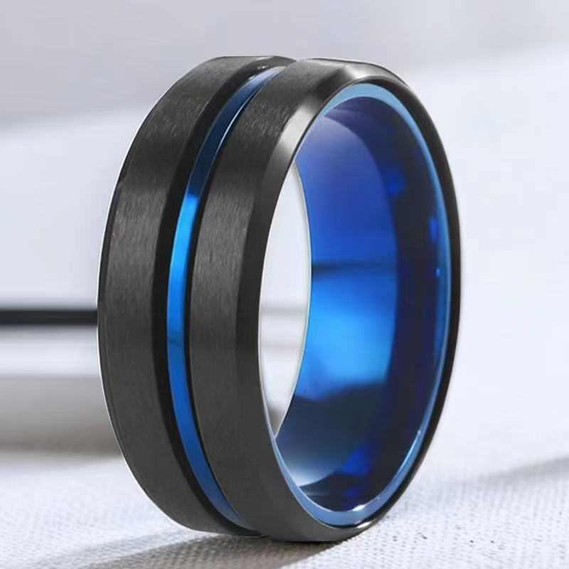 Anillo de acero inoxidable que no se desvanece ins moda masculina giratoria anillo de acero de titanio de nicho frío de los hombres liso