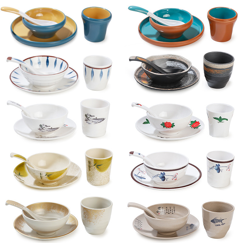 Commercial Hot Pot Tableware Four-Piece Set Hotel Front Desk Tableware Restaurant Tableware Commercial Tableware Bowl Set Melamine Tableware Commercial Hot Pot Tableware Four-Piece Set Hotel Front Desk Tableware Restaurant Tableware Commercial Tableware Bowl Set Melamine Tableware