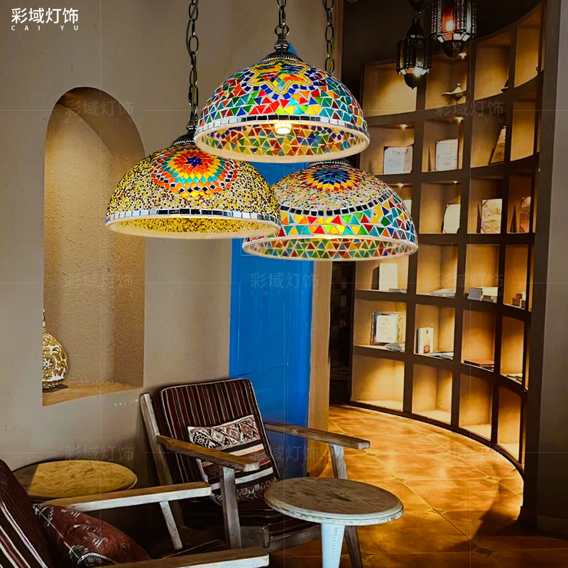 亚土耳其吊灯异域新疆色餐厅民宿饭店酒馆灯具彩色玻璃灯饰