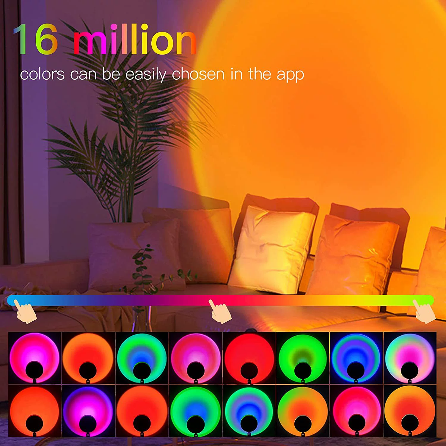 Cross -border sunrise light приложение дистанционное управление RGB светильник для атмосферы запуска, проекция радуги, настройка дневного света, живое фоновое освещение