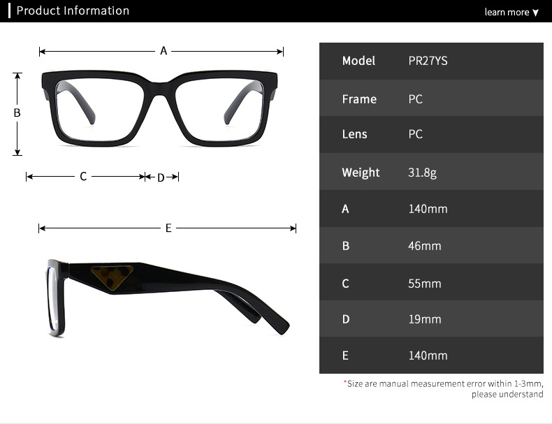 ريترو النمط الكلاسيكي كتلة اللون مادة صمغية مضلع اطار كامل النظارات البصرية display picture 1