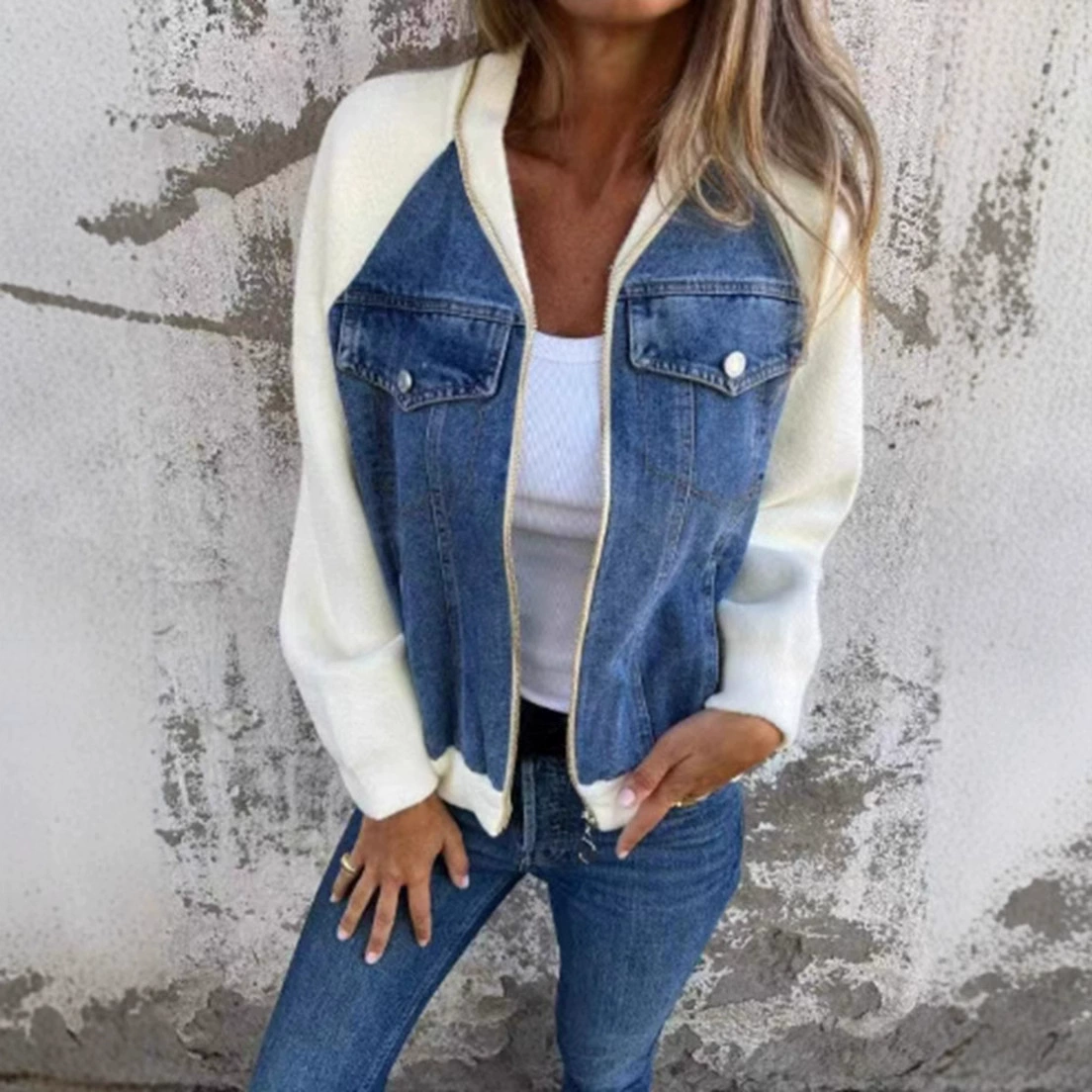 2024 Летняя новая модель Amazon трансграничная Европа и США зимняя джинсовая куртка модная куртка W347