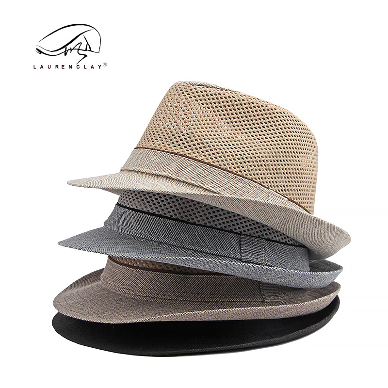 Sombrero de mediana edad y ancianos al por mayor de verano transpirable sombrero de Jazz sombrero de playa de los hombres malla transpirable protección solar sombrero solar