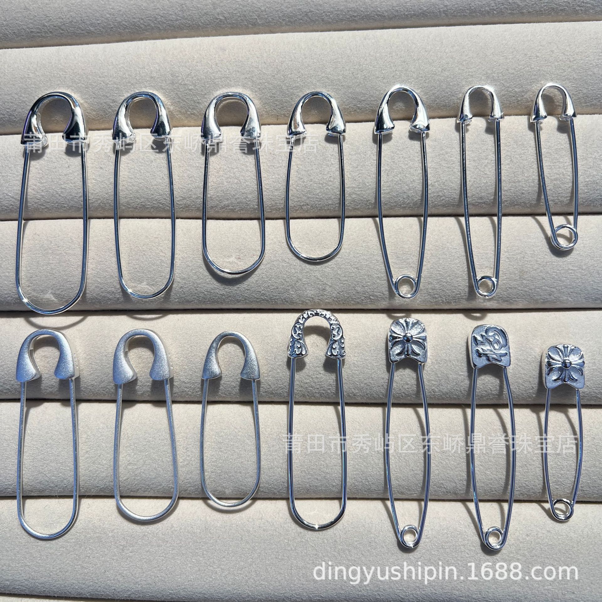 S925 Silver Thickened Baby Full Moon Silver Pin DIY Jewelry Pendant Accessories Homemade Brooch Simple Clasp Pin