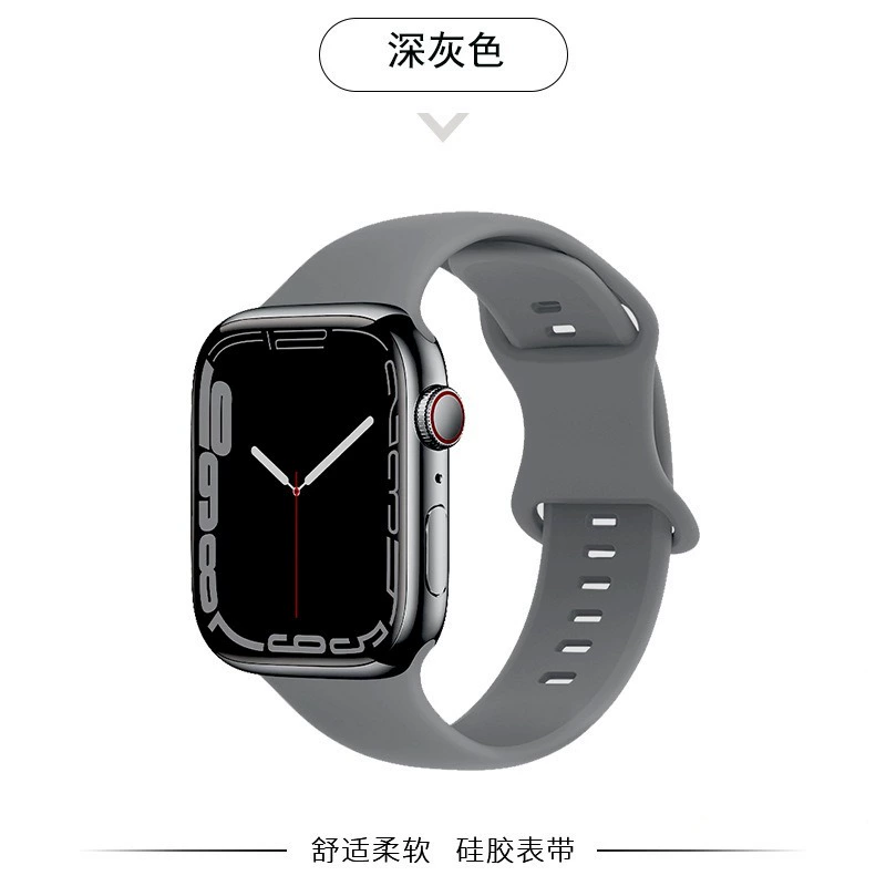 Силиконовая лента для Apple Watch Series 1–10 & Ultra, гладкая кожа-дружелюбная лента с нержавеющей застежкой