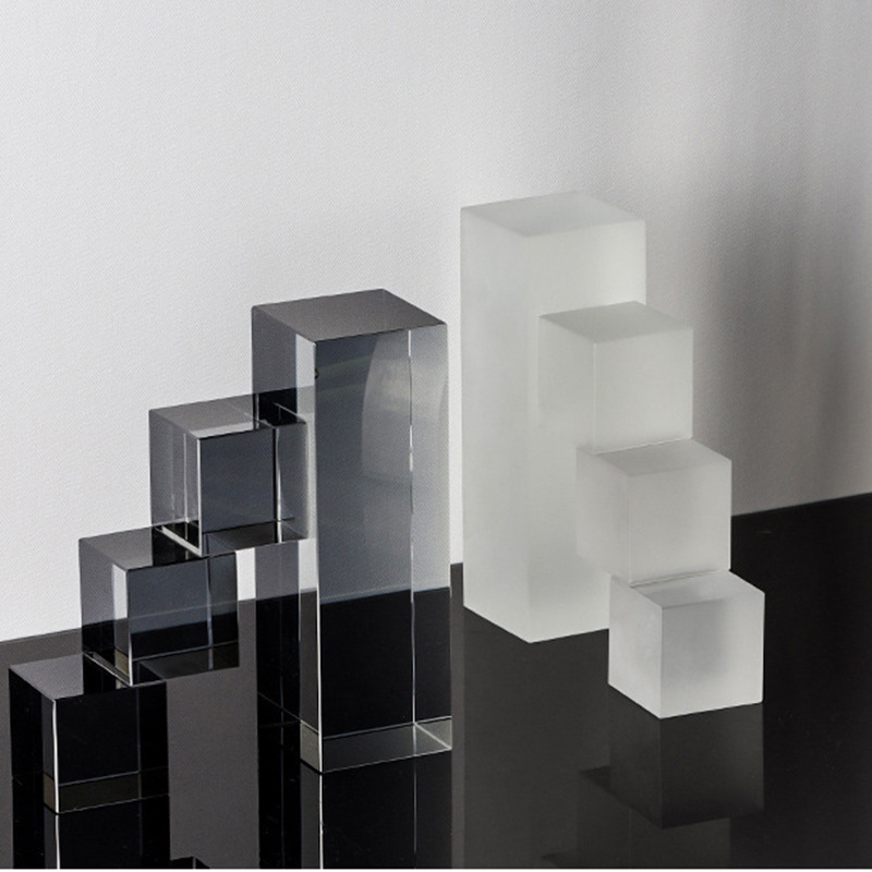 Modern Minimalist Crystal Geometric Book Stand Block Stair Climbing Book Shelf Sample Room Crystal Decor Showroom Ornament