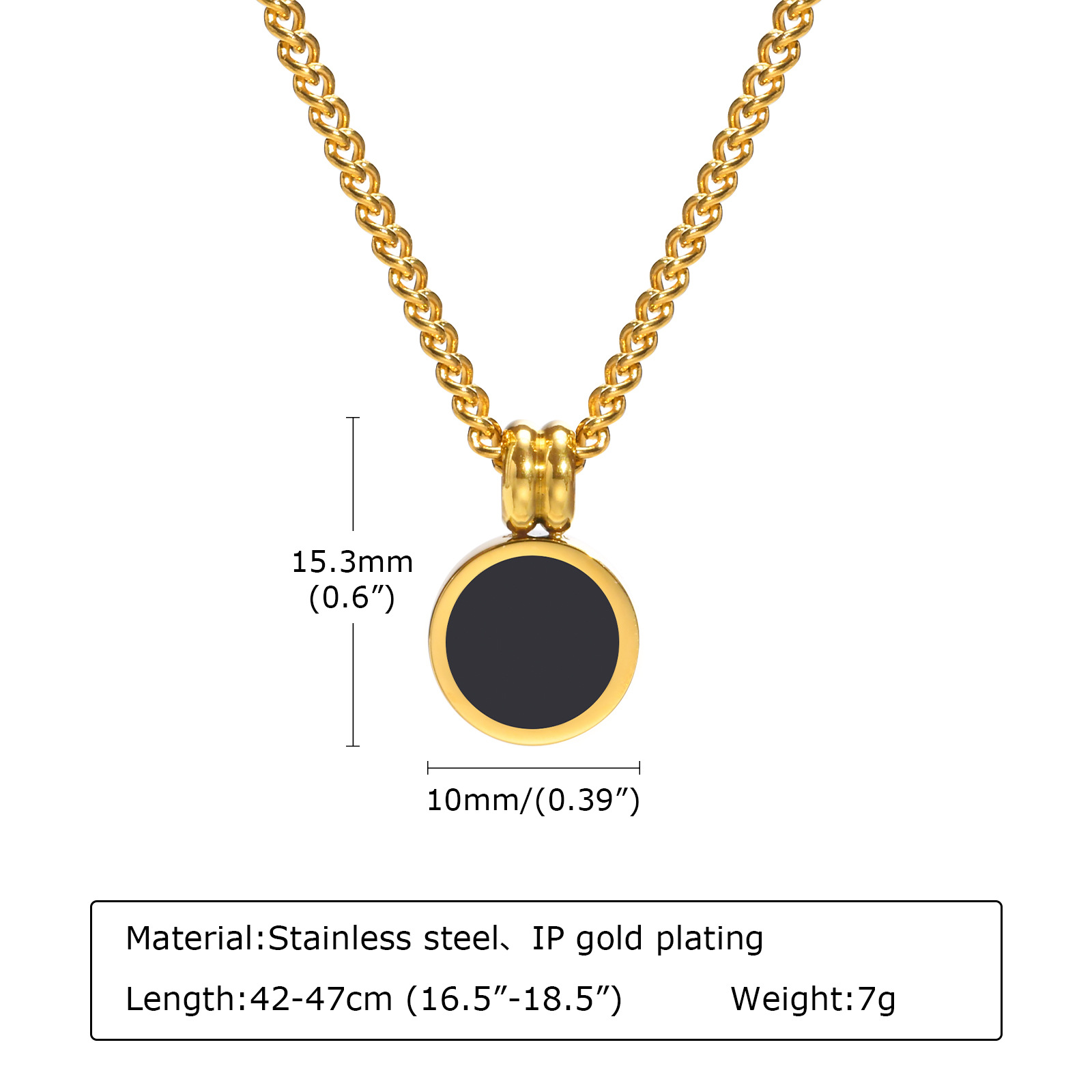 201 Stainless Steel Gold Plated Fashion Inlay Round Agate Pendant Necklace display picture 1