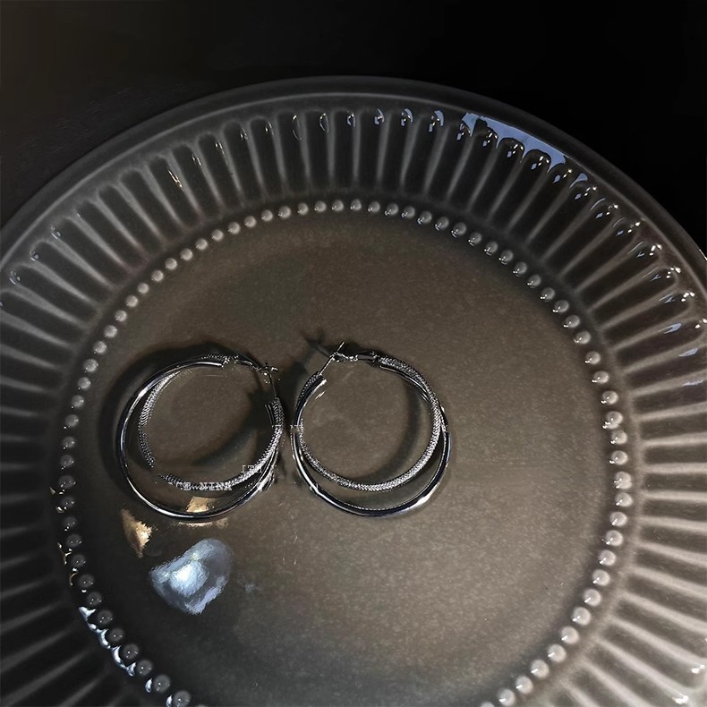 欧美潮流个性夸张金属C性圆圈流苏耳环设计感轻奢网红爆款耳饰品|undefined