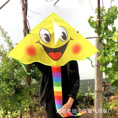 Wholesale cartoon-style kite with curved edges, triangular card-style kite, children's kite, park scenic area street stall kite manufacturer sales