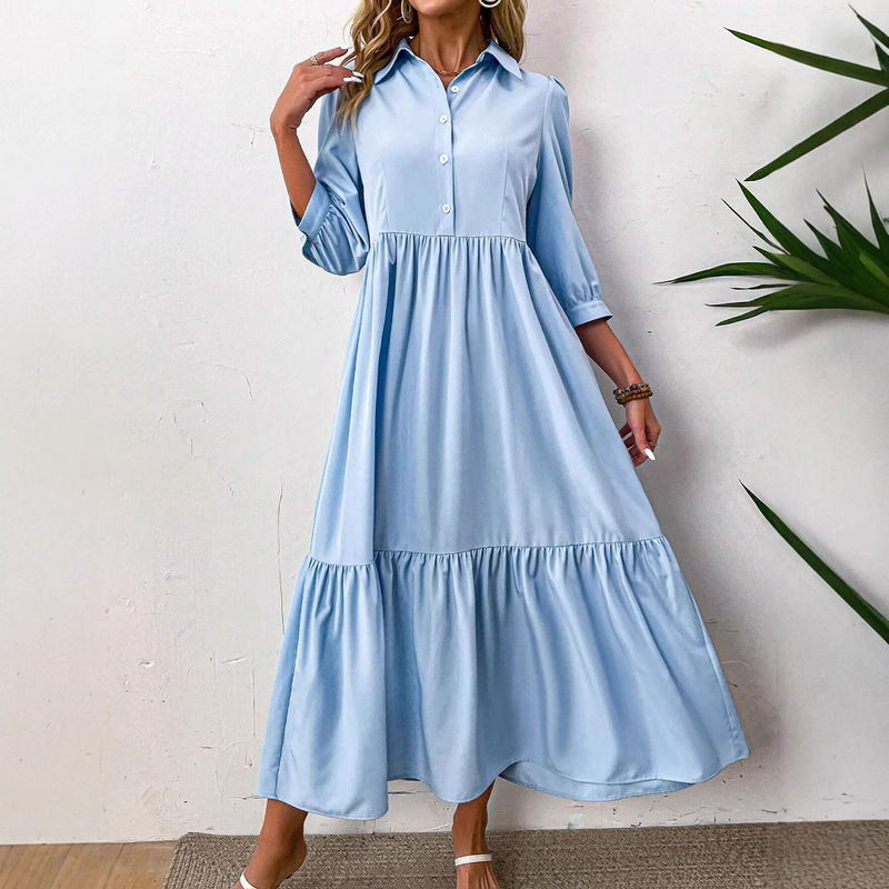 Cross-Border Foreign Trade Women's Clothing 2026 Spring and Autumn New Style Shirt Dress for Women, Elegant and Fashionable Casual Turn-Down Collar Long Dress Cross-Border Foreign Trade Women's Clothing 2026 Spring and Autumn New Style Shirt Dress for Women, Elegant and Fashionable Casual Turn-Down Collar Long Dress