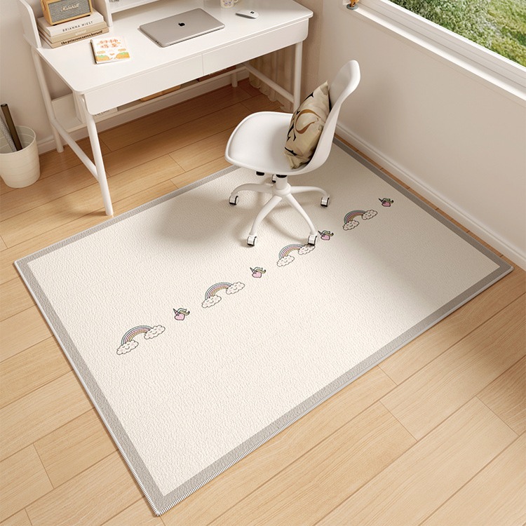 卡通書房水晶絨地毯家用學習書桌防滑隔涼腳墊房間耐髒易打理地毯
