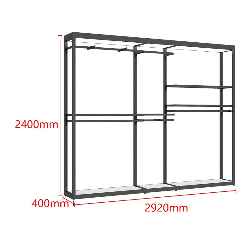 Tienda de celebridades en línea estante de ropa tienda de ropa soporte de exhibición percha de piso con luz combinación de estante de tienda de ropa para hombres de alta gama