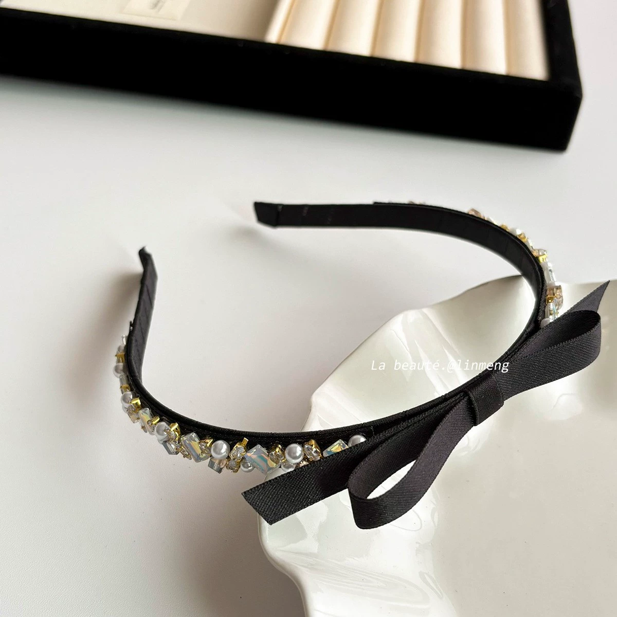Ободок (стиль Chanel) — черная лента и широкий палитра цветов, элегантный корейский дизайн
