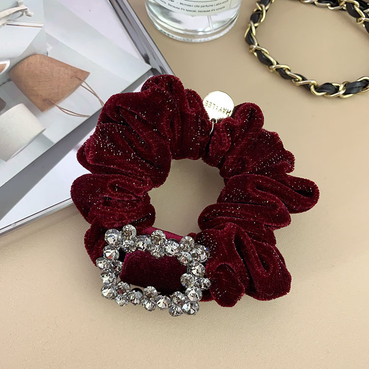 Women's Retro Solid Color Velvet Inlay Rhinestones Hair Band display picture 5