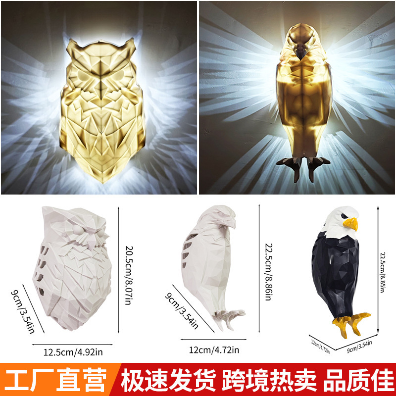 クロスボーダー射出フクロウ鷹夜灯壁面装飾灯室内パーティー動物装飾メーカー卸売り|undefined