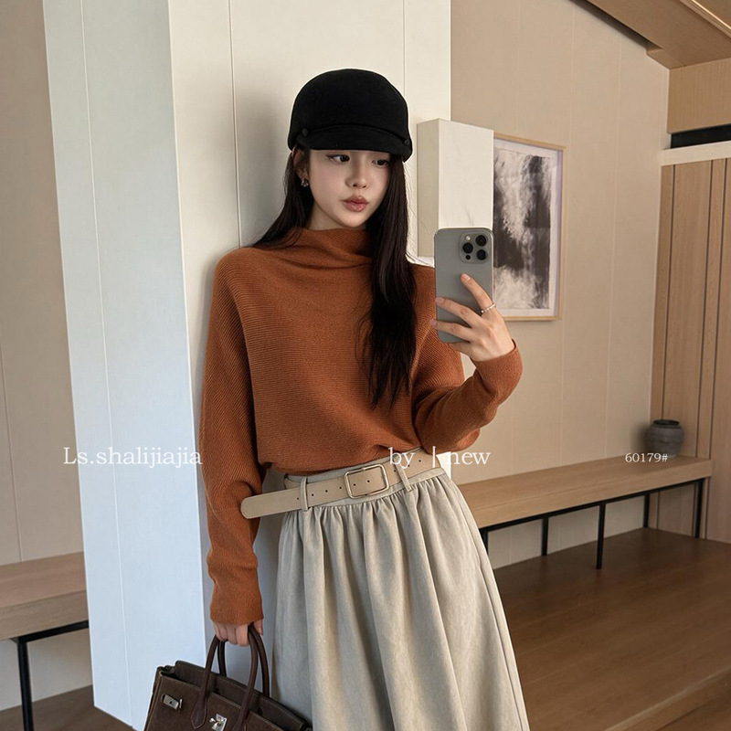 LS simple commuter-style half-turtleneck knit top for women, Guangzhou Thirteen Rows, 2026 early autumn new collection, 60179 #