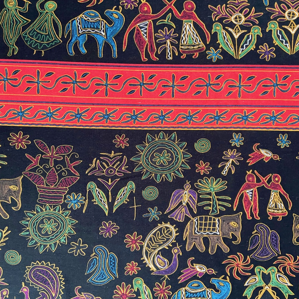 印花棉麻面料 印度风大象图案印花布料 桌台服装连衣裙家居布料