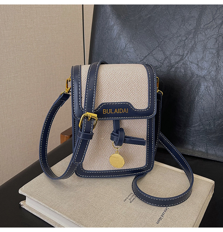 Damen Umhängetasche Für Handys, Leinen Stoff Mit Farbblock Design_voghion.com