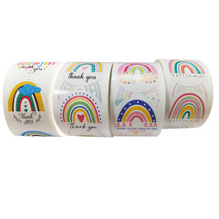 Cross-border Rainbow Thank You Sticker Roll Packaging Round Envelope Baking Gift Decoration Rainbow Seal Sticker