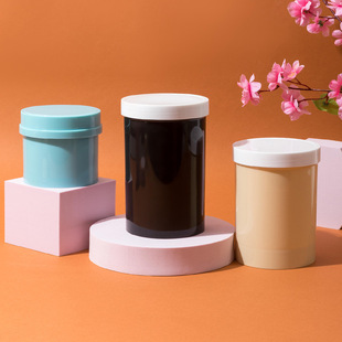 Customized Pp Plastic Flat Shoulder Hair Mask Bottle Jar Smear Mask Jar Packaging Material Straight Body Baking Ointment Wide Mouth Bottle