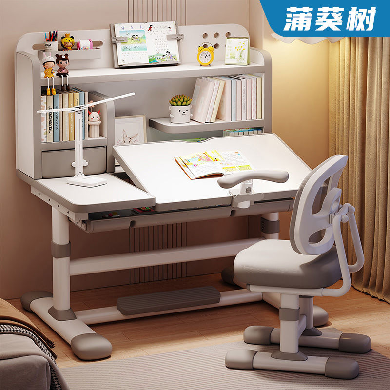 Children's Study Table, Student Desk and Chair, Primary School Student Home Simple Liftable Table, Writing Homework Desk Set