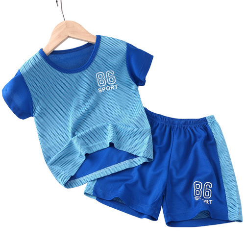 Children's short-sleeved suit boys' summer mesh quick-drying sports T-shirt girls' basketball jersey football shorts