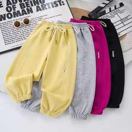 女童春秋弯刀裤休闲卫裤潮流宽松百搭中大童常规束脚裤韩版百搭裤