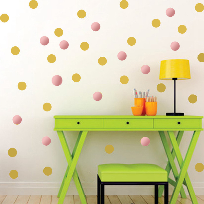 LV023 Factory Wholesale Golden Rose Golden Dot Art Wall Stickers Bedroom Children's Room Personality Decorative Sticker Painting