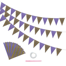 万圣节烫金纸金粉三角旗纸质彩旗婚庆生日派对装扮横幅亚马逊爆款