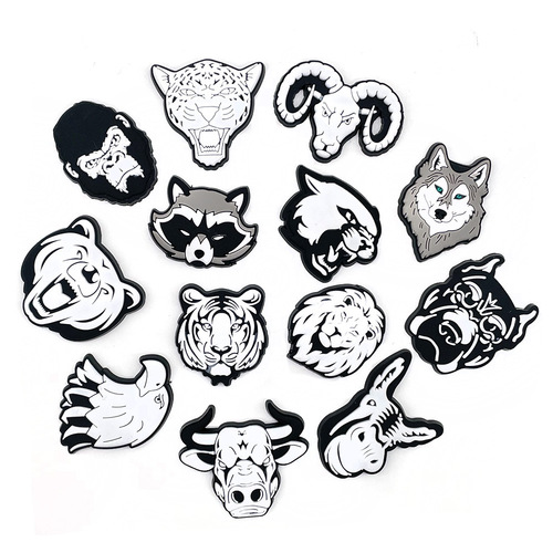 Black and White Animal Head Funny Hole Shoes with Flower Decoration Buckle DIY Personality Garden Shoes Accessories