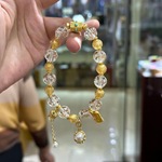 北京雍金箔黄粉瓷香灰手串招桃花转运水晶糖心手链法物流通处正品