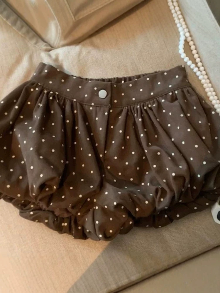 New Style White Floral Polka Dot Shorts for Women, Summer Hot Girl Style, Ultra-Short Puffy Flower Bud Skirt Shorts