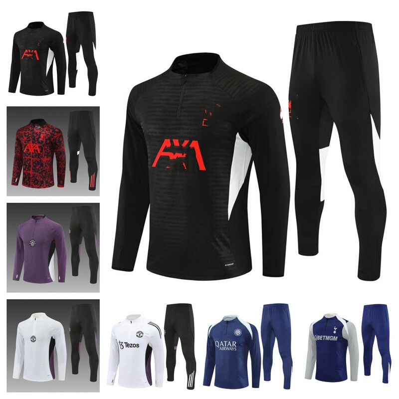 2526 Club Barcelona Manchester United Inter Milan Tottenham Liverpool Adult and Children's Half-Zip Long-Sleeve Football Training Shirt
