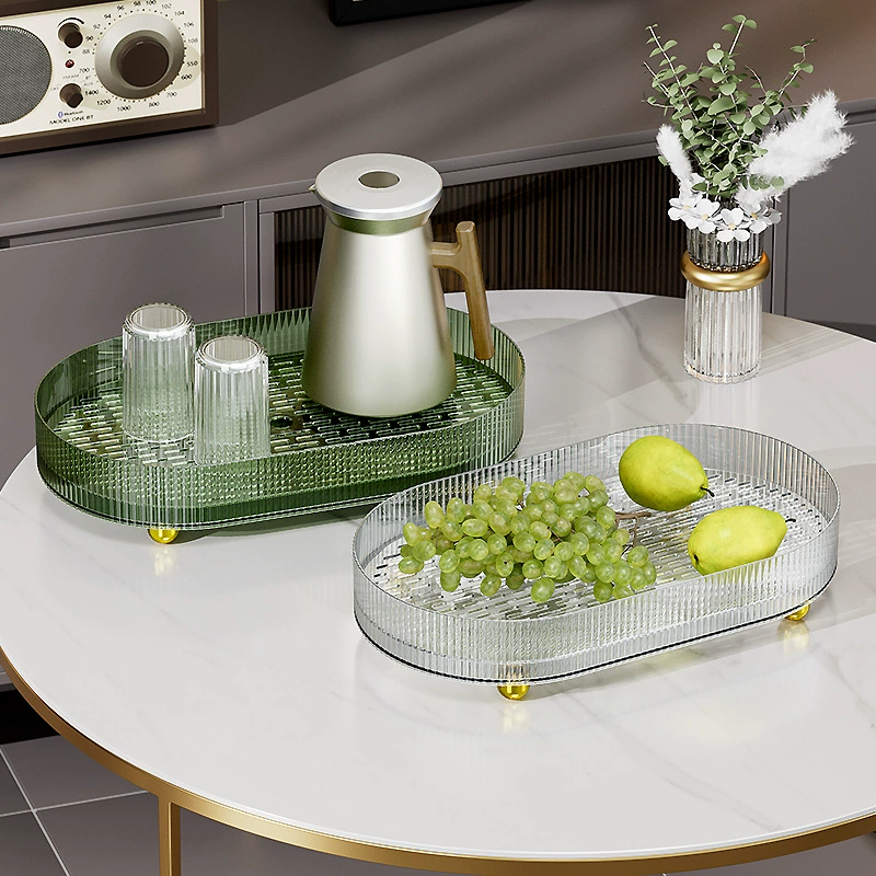 Drain cup holder home living room tray 2025 rectangular tea tray fruit tray plastic layered cup drain tray