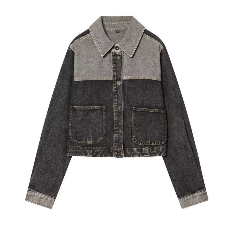Women's European and American Style 2026 Spring New Retro Casual Long-Sleeved Patchwork Denim Jacket Set Straight-Leg Jeans