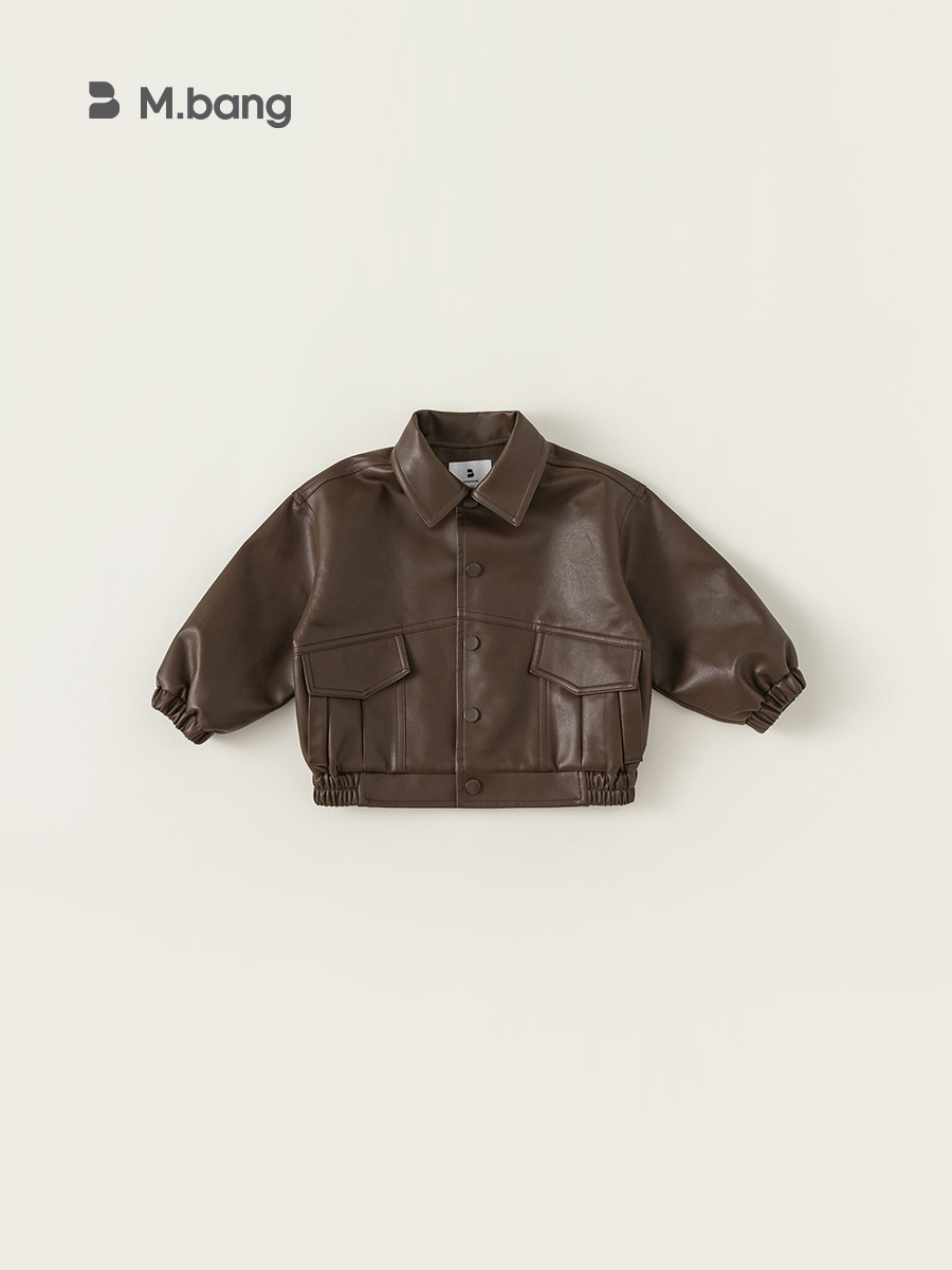 Ropa infantil Youbao, estilo otoñal, chaqueta para niños, chaqueta de cuero de color sólido para niños, chaqueta de cuero estilo motero punk, chaqueta elegante para niñas image 5