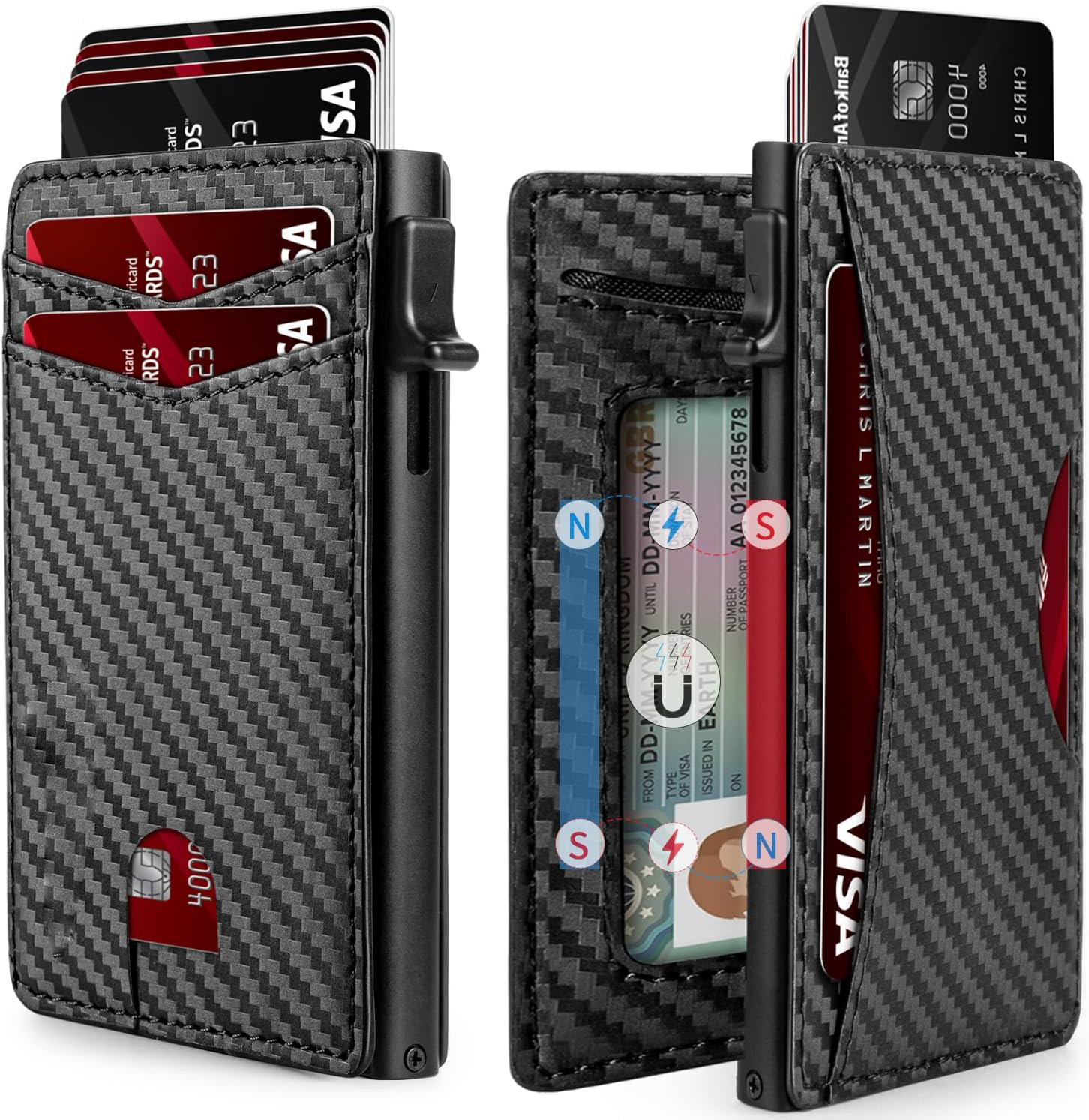 Transfronterizo en el extranjero empuje lateral doble doble tarjeta multi-tarjeta RFID anti-robo de gran capacidad tarjeta portacartera corta de negocios para hombres